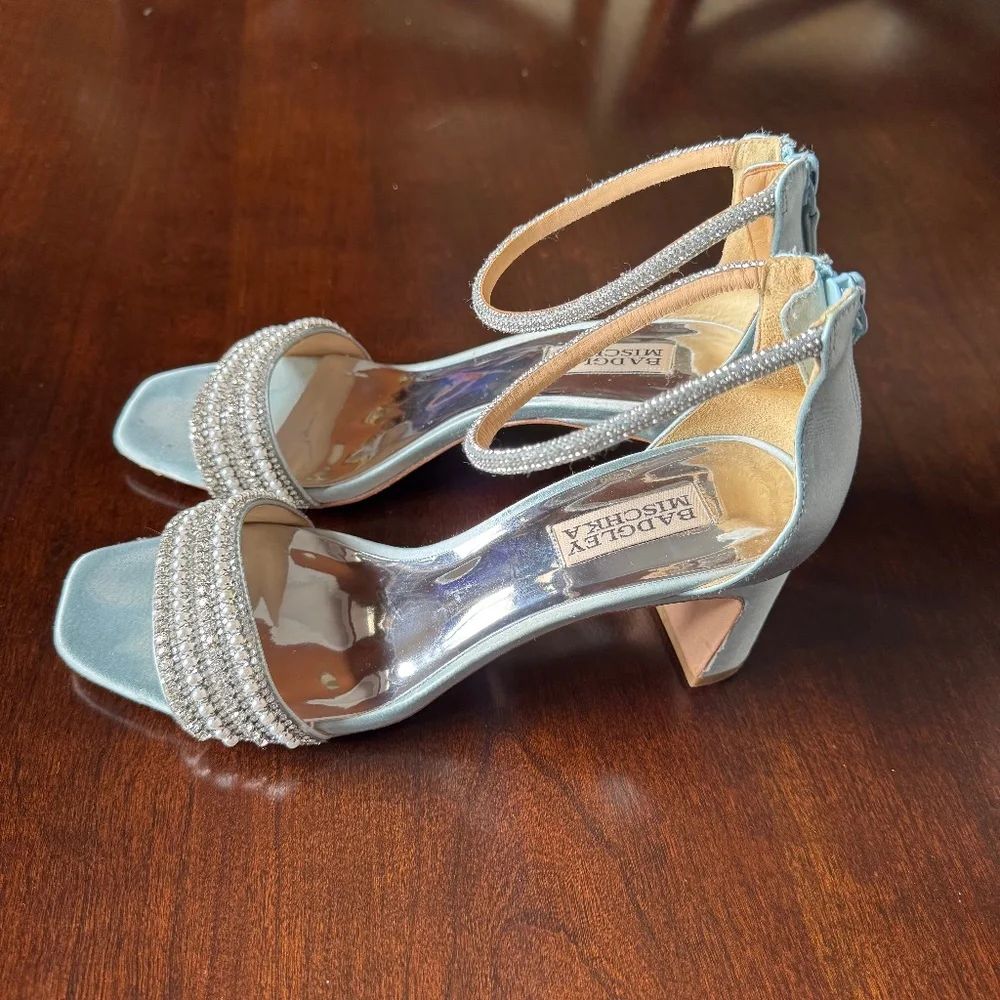 Badgley Mischka Blue Jeweled Heels - Picture 1 of 4